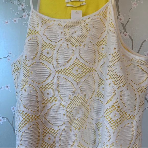 NWT Anthropologie Cosette Top Tank yellow white - Picture 10 of 11